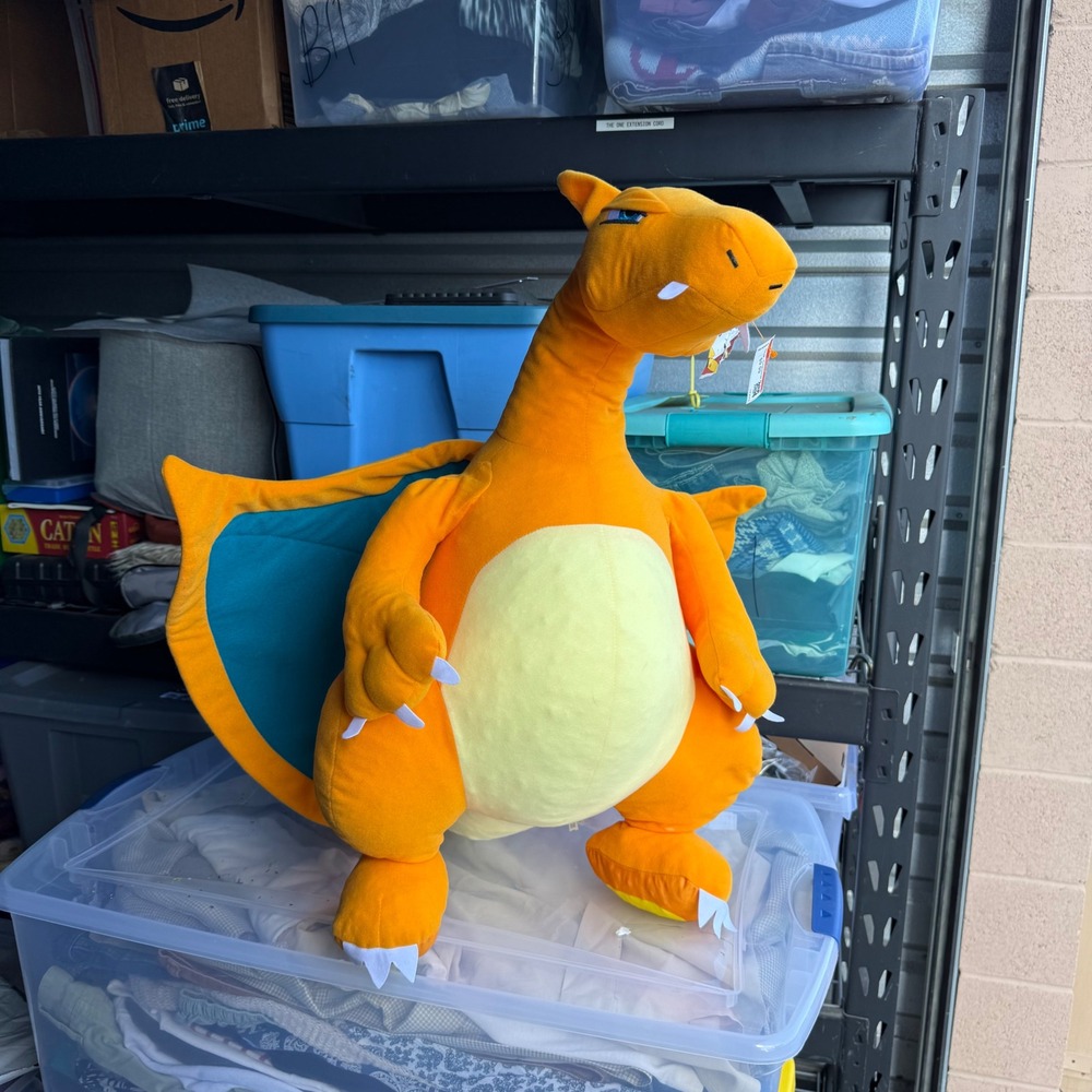 Large Pokemon Charizard Plush Stuffed‎ Animal Orange Teal Dragon Toy